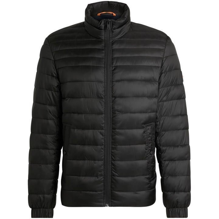 Boss Men' Black Orange Oden Water-Repellent Padded Short Puffer Jacket in Size S, Sports Direct