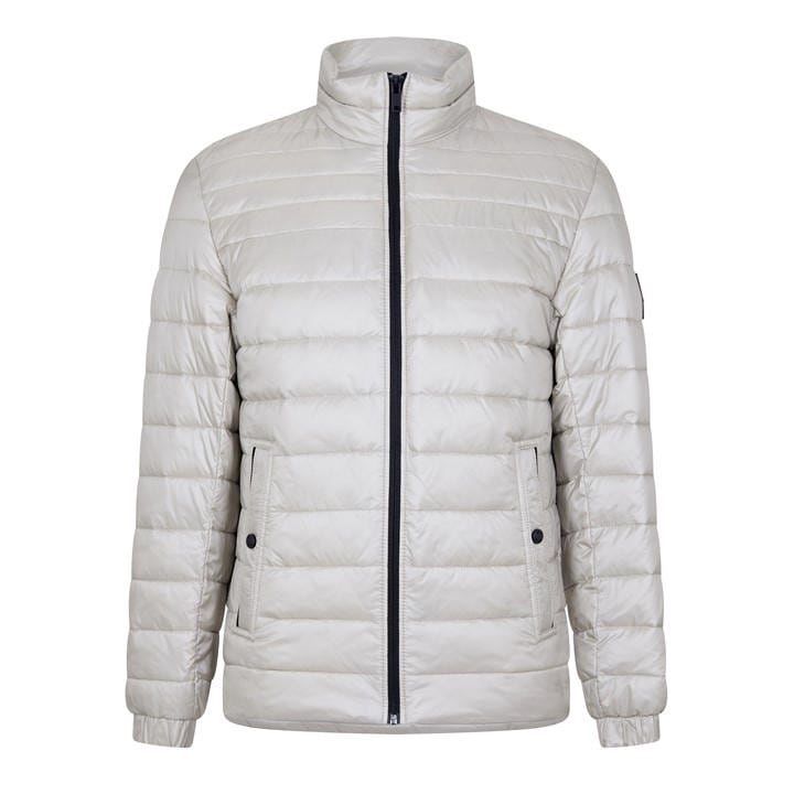 Boss Men's Beige Orange Oden Water-Repellent Padded Short Puffer Jacket in Size 2XL, Sports Direct