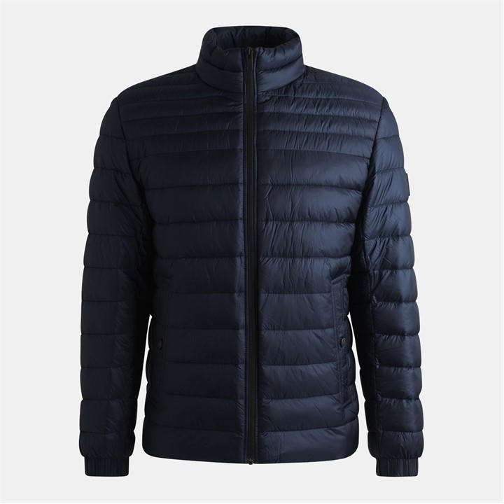Boss Men' Blue Orange Oden Water-Repellent Padded Short Puffer Jacket in Size S, Sports Direct