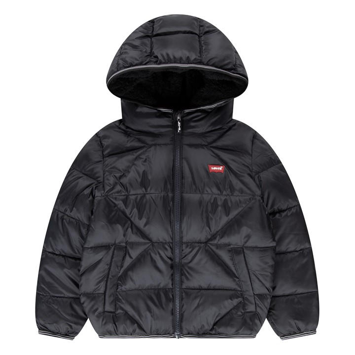 Levis Boys Black Kids' Insulated Long Sleeve Short Puffer Jacket in Size 14 - 16 Years, Sports Direct