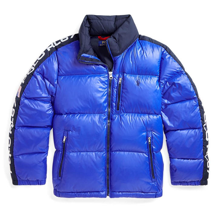 Polo Ralph Lauren Boys Blue Kids' Duck Down Hooded Short Puffer Jacket, Sports Direct