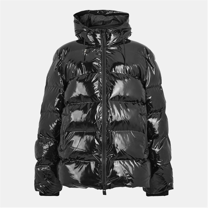 Rains Men's Black Alta Waterproof Hooded Short Puffer Jacket in Size 2XL, Sports Direct