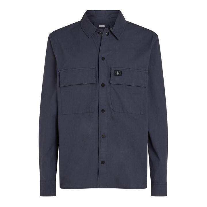 Calvin Klein Jeans Men' Blue Cargo Cotton Long Sleeve Relaxed Fit Overshirt in Size S, Sports Direct