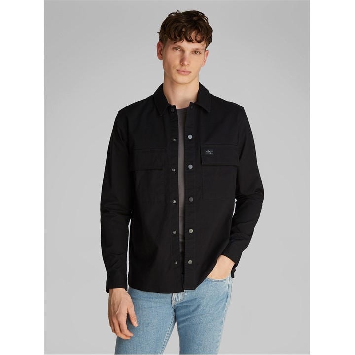 Calvin Klein Jeans Men's Black Cargo Cotton Long Sleeve Relaxed Fit Overshirt in Size 2XL, Sports Direct