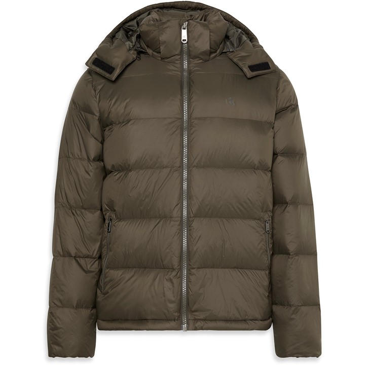 Calvin Klein Jeans Men' Brown Essential Down Recycled Down Short Puffer Jacket in Size S, Sports Direct