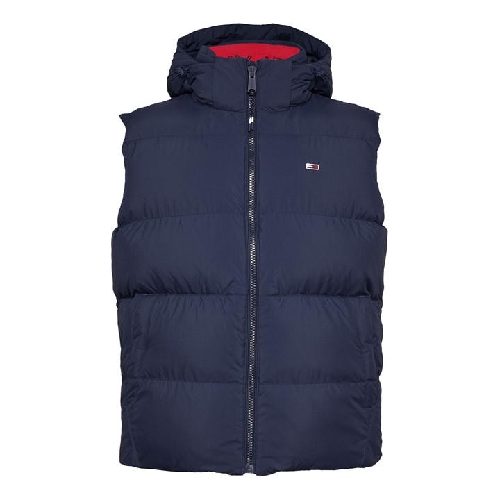 Tommy Jeans Men' Blue Essential Down Hooded Sleeveless Gilet in Size S, Sports Direct