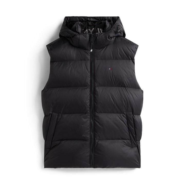 Tommy Jeans Men's Black Essential Down Hooded Sleeveless Gilet in Size XL, Sports Direct