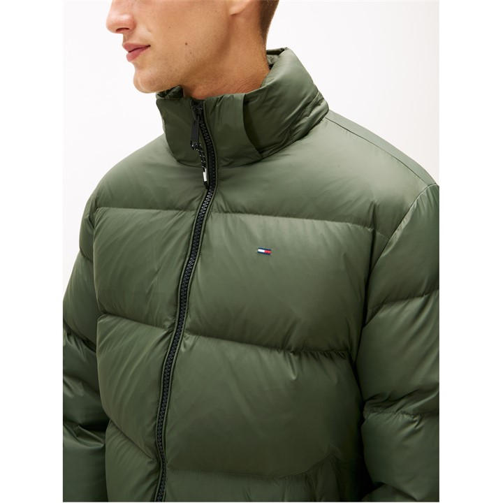 Tommy Jeans Men's Green Essential Down Short Puffer Jacket in Size L, Sports Direct