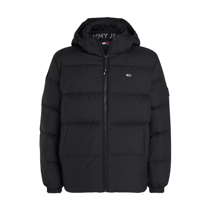Tommy Jeans Men's Black Essential Down Short Puffer Jacket in Size 2XL, Sports Direct