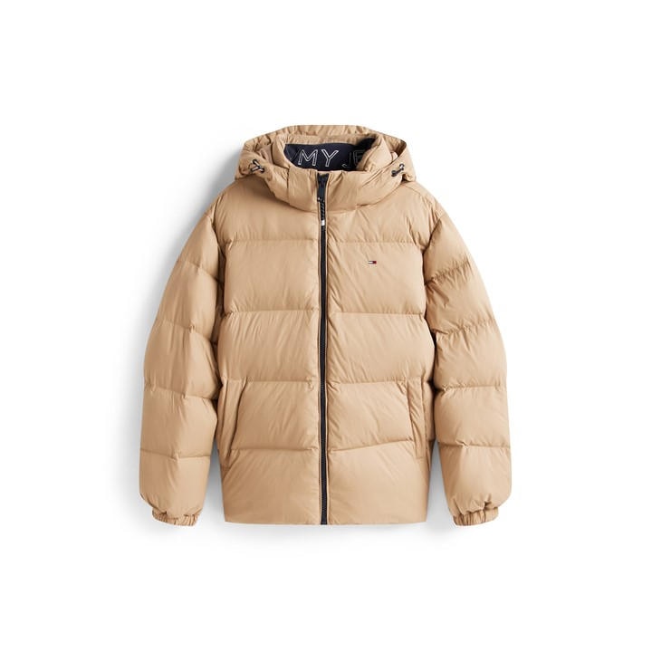 Tommy Jeans Men's Beige Essential Down Short Puffer Jacket in Size M, Sports Direct