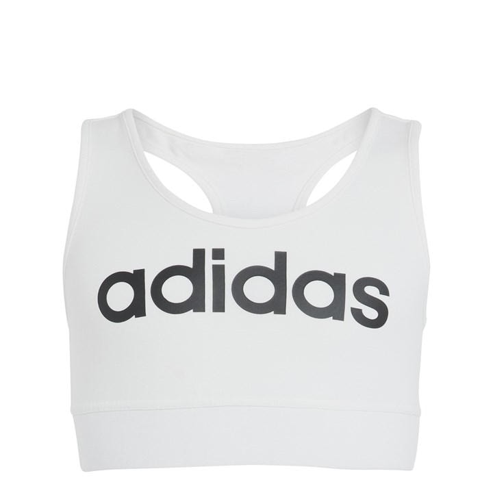 Adidas Girls White Essentials Linear Bra in Size 7 - 8 Years, Sports Direct