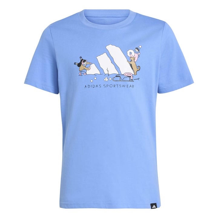 Adidas Girls Blue Essentials Linear T-Shirt in Size 9 - 10 Years, Sports Direct