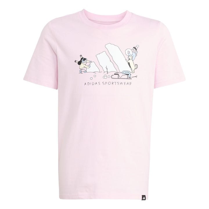 Adidas Girls Pink Essentials Linear T-Shirt in Size 13 - 14 Years, Sports Direct