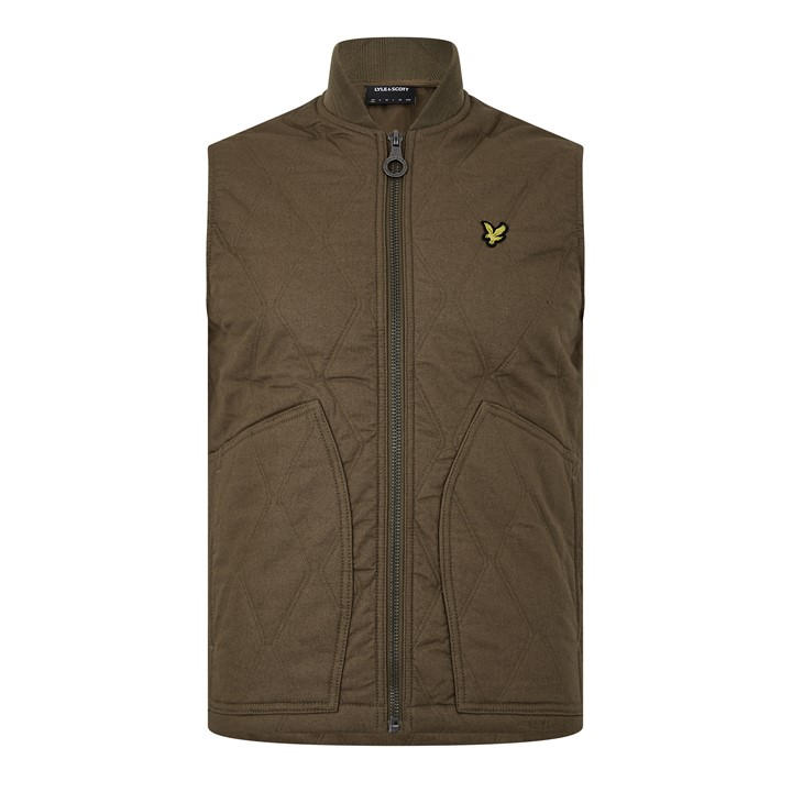 Lyle And Scott Men's Green Lightweight Quilted Gilet in Size M, Sports Direct