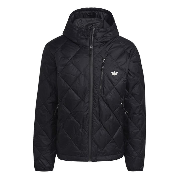 Adidas Originals Men's Black Down Quilted Hooded Hip Length Puffer Jacket in Size M, Sports Direct