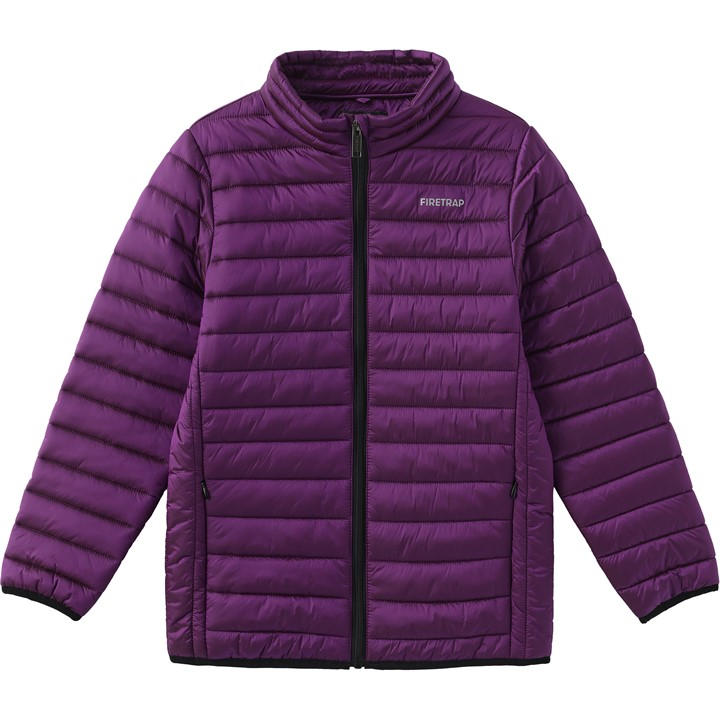 Firetrap Girls Purple Kids' Quilted Long Sleeve Puffer Jacket in Size 13 - 14 Years, Sports Direct