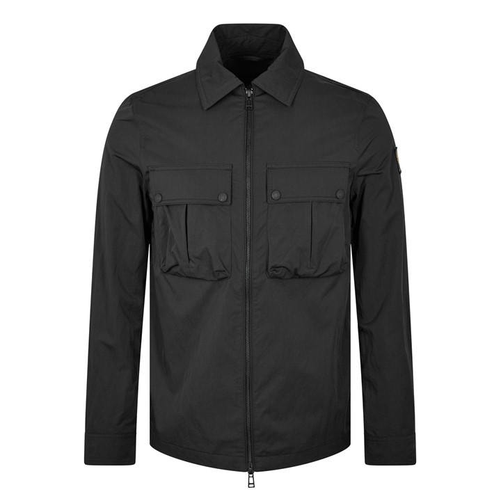 Belstaff Men's Black Stride Zip Collar Long Sleeve Overshirt in Size 2XL, Sports Direct