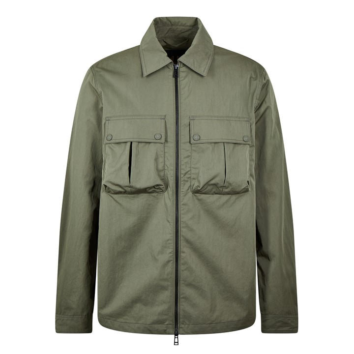 Belstaff Men' Green Stride Zip Collar Long Sleeve Overshirt in Size S, Sports Direct