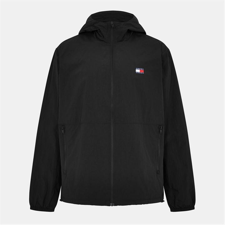 Tommy Jeans Men's Black Chicago Hooded Long Sleeve Windbreaker in Size M, Sports Direct