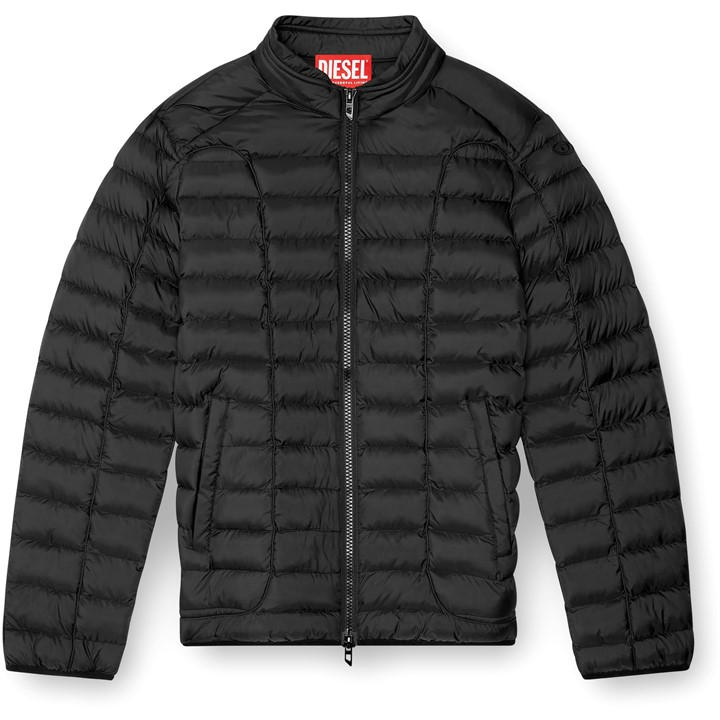 Diesel Men's Black Quilted Short Puffer Jacket in Size XL, Sports Direct