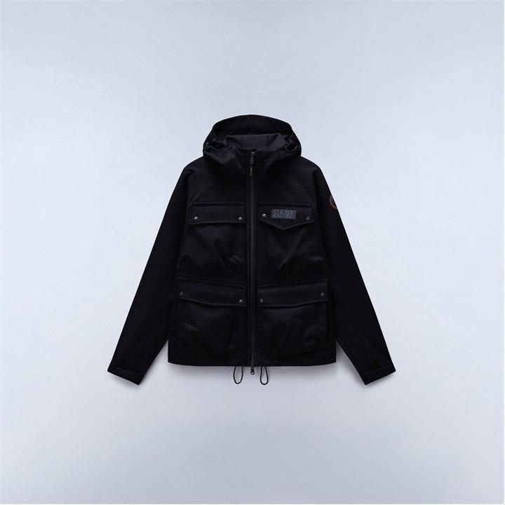Napapijri Men's Black Rivalto Water Resistant Long Sleeve Rain Anorak in Size M, Sports Direct