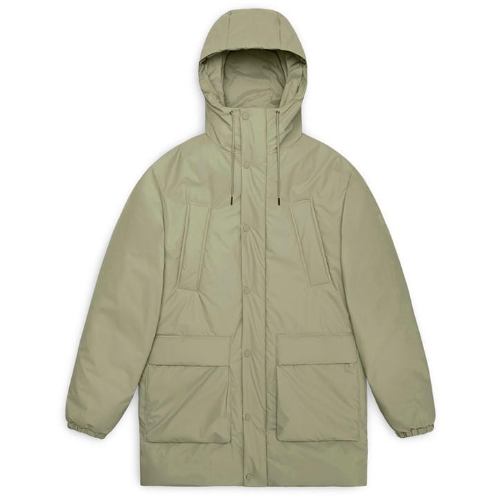 Rains Men's Grey Lohja Long Waterproof Insulated Cargo Parka in Size L, Sports Direct