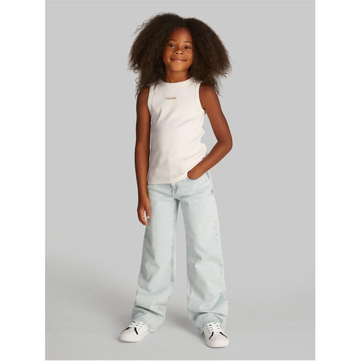 Calvin Klein Jeans Girls Cream Kids' Ribbed Tank Vest in Size 14 - 16 Years, Sports Direct