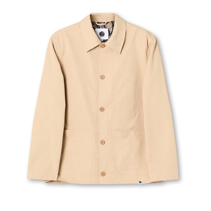 Pretty Green Men's Beige Didsbury Structured Relaxed Fit Overshirt in Size M, Sports Direct