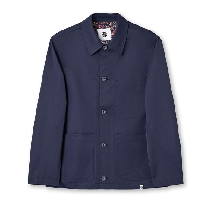 Pretty Green Men' Blue Didsbury Structured Relaxed Fit Overshirt in Size S, Sports Direct