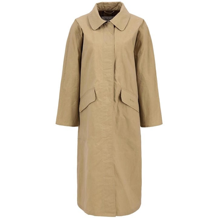 Barbour Women's Beige Lizzy Showerproof Waterproof Calf Length Long Sleeve Mac in Size 12, Sports Direct