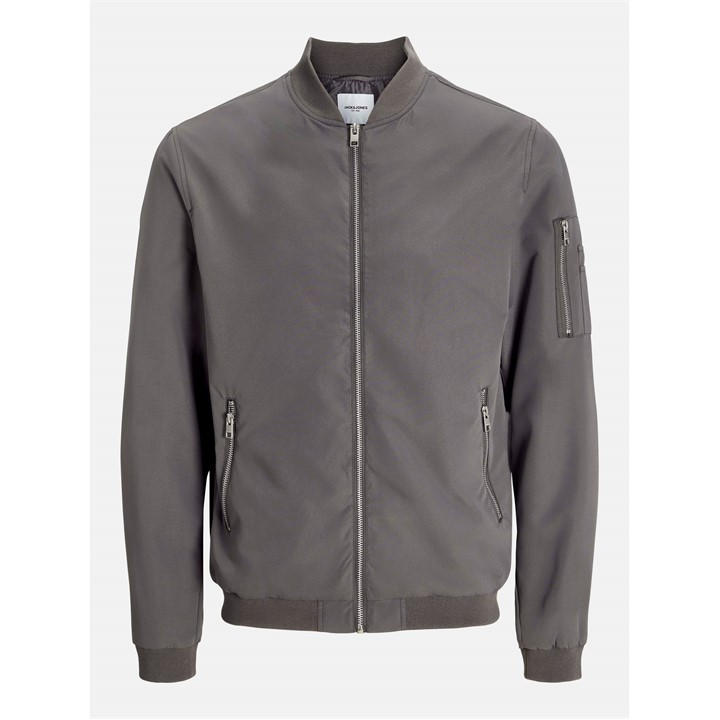 Jack And Jones Men's Grey Rush Plus Size Long Sleeve Bomber Jacket in Size 3XL, Sports Direct