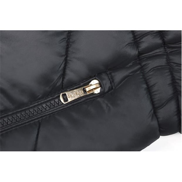 Черно - Firetrap - Kids Fur Trimmed Hood Long Sleeve Short Puffer Jacket