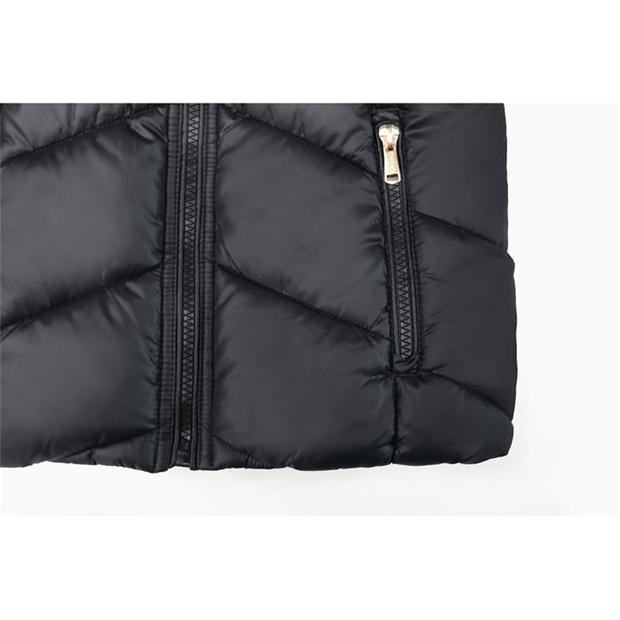 Черно - Firetrap - Kids Fur Trimmed Hood Long Sleeve Short Puffer Jacket