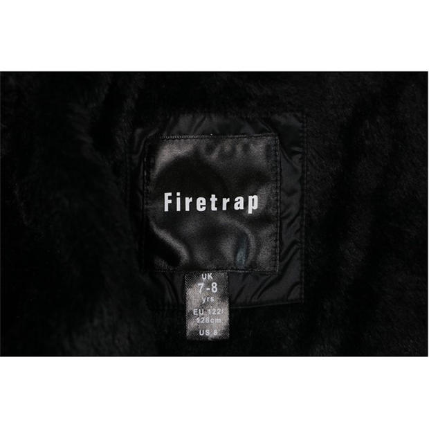 Черно - Firetrap - Kids Fur Trimmed Hood Long Sleeve Short Puffer Jacket