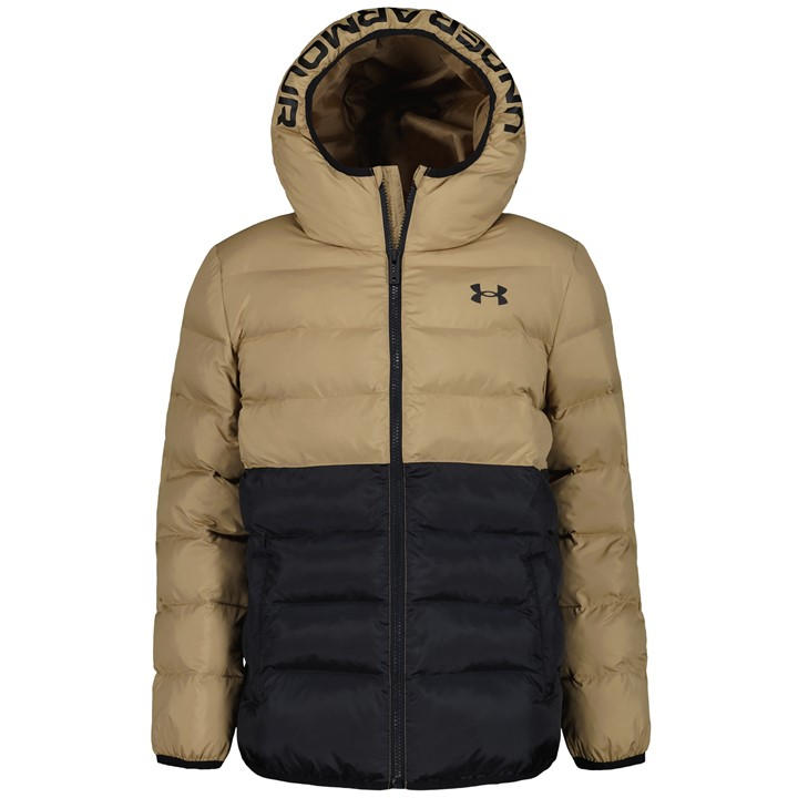 Under Armour  Kids Beige Kids' Pronto Hooded Long Sleeve Puffer Jacket in Size 11 - 12 Years, Sports Direct