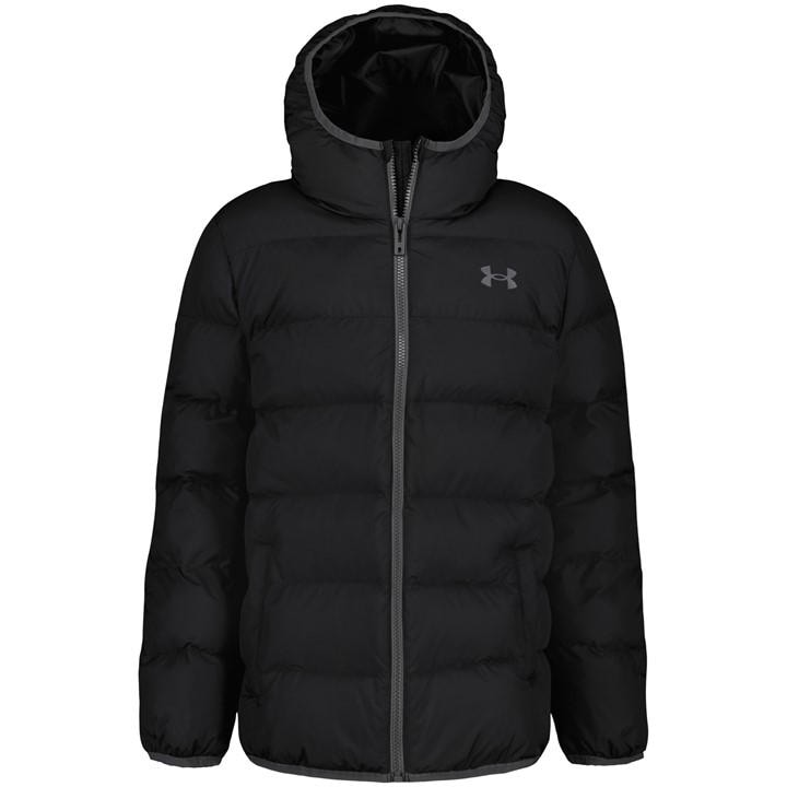 Under Armour  Kids Black Kids' Pronto Hooded Long Sleeve Puffer Jacket in Size 9 - 10 Years, Sports Direct