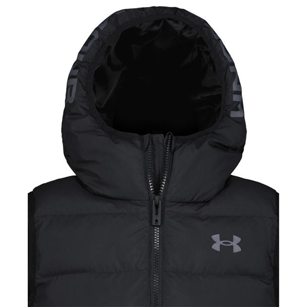 Black/Rock - Under Armour - Kids' Pronto Hooded Water Resistant Padded Gilet
