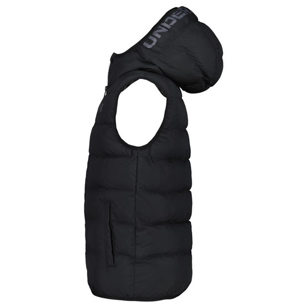 Black/Rock - Under Armour - Kids' Pronto Hooded Water Resistant Padded Gilet