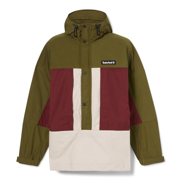 Timberland Men's Green Dwr Anorak Dwr Treatt Hooded Long Sleeve Oversized Fit Rain Anoraks in Size XS, Sports Direct