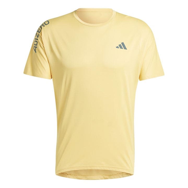 Adidas Men's Yellow Adizero Short-Sleeve Performance Gym Top in Size 2XS, Sports Direct