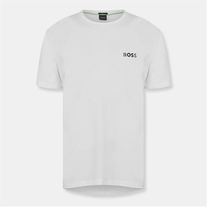 Boss Men's White Green Short Sleeve Performance Gym Top - Tech Cotton in Size 2XL, Sports Direct