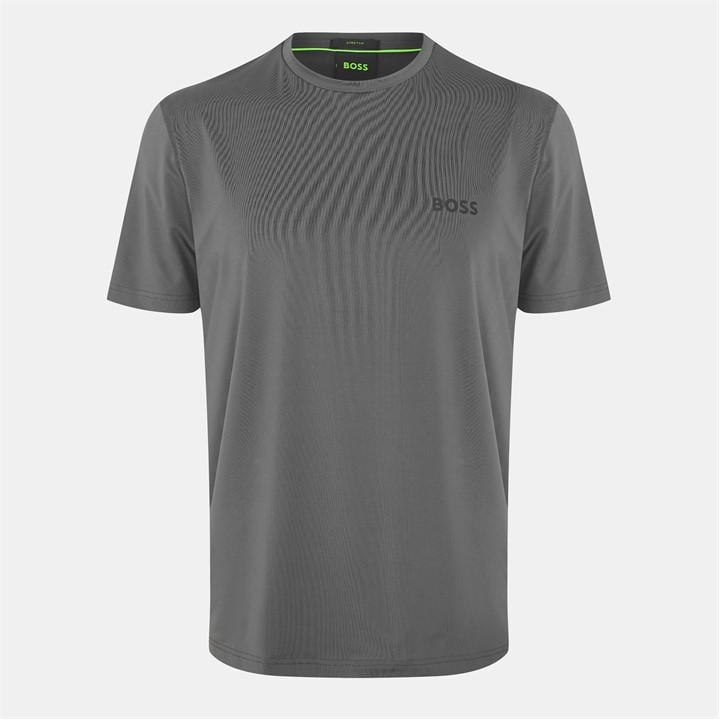 Boss Men's Grey Green Short Sleeve Performance Gym Top - Tech Cotton in Size 2XL, Sports Direct