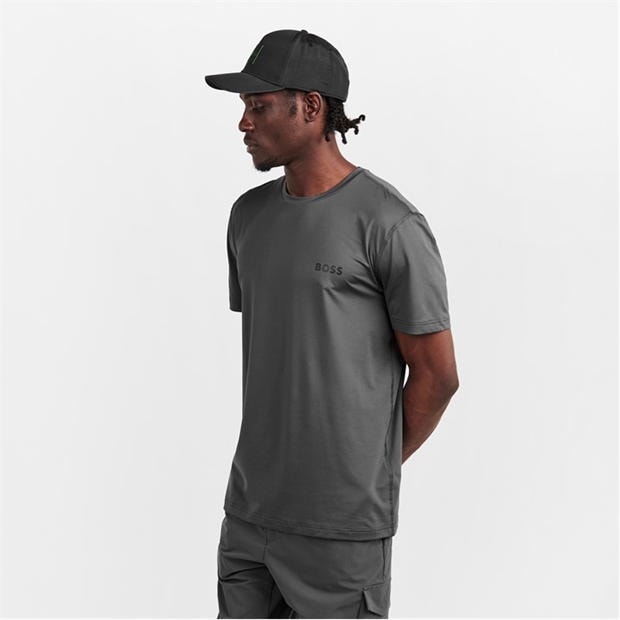 Grey - Boss - Mens BOSS GREEN Short Sleeve Performance Gym Top - Tech Cotton