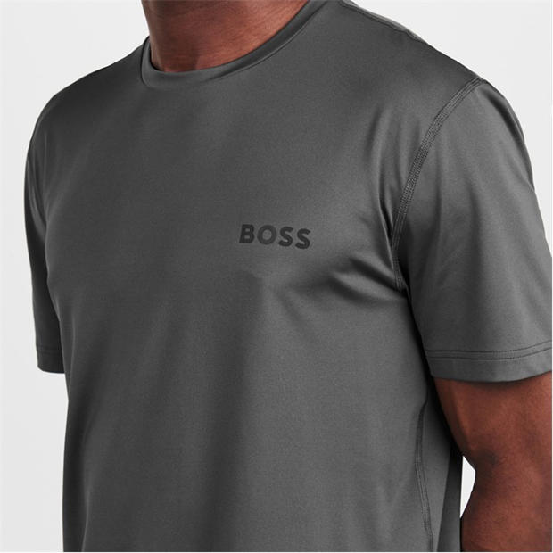 Grey - Boss - Mens BOSS GREEN Short Sleeve Performance Gym Top - Tech Cotton