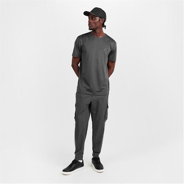 Grey - Boss - Mens BOSS GREEN Short Sleeve Performance Gym Top - Tech Cotton