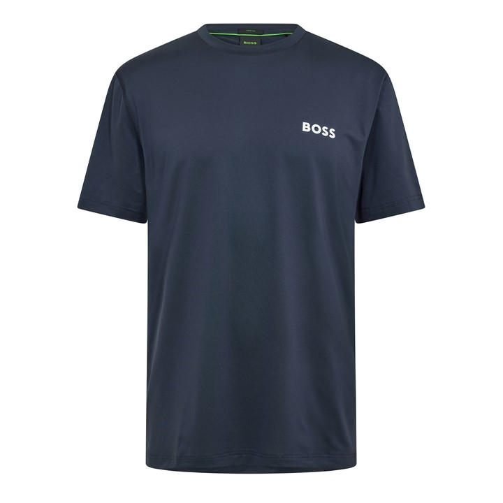 Boss Men's Blue Green Short Sleeve Performance Gym Top - Tech Cotton in Size 2XL, Sports Direct