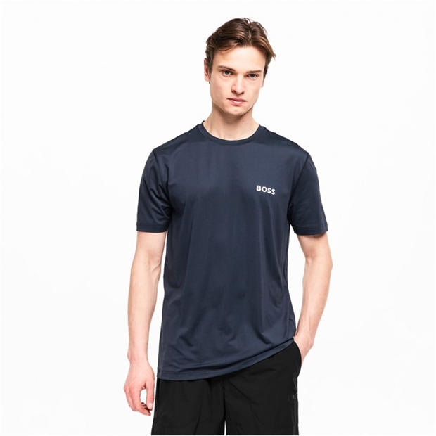 Navy - Boss - Mens BOSS GREEN Short Sleeve Performance Gym Top - Tech Cotton