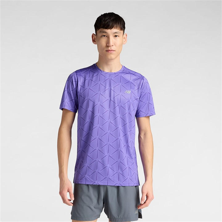 New Balance Men' Purple Short Sleeve Performance Gym Top in Size S, Sports Direct