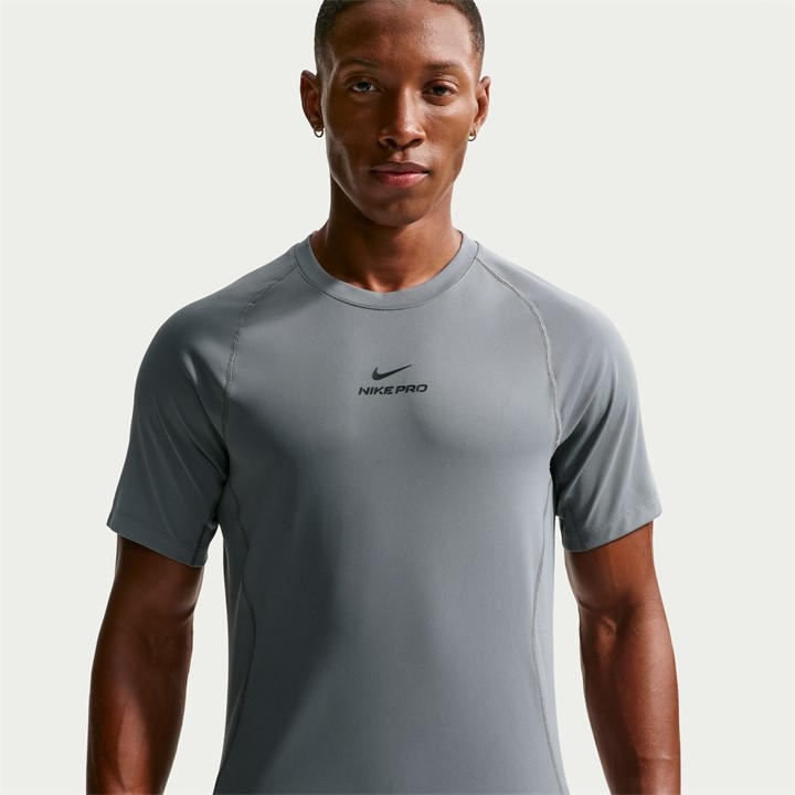 Nike Men's Grey Pro Training Dri-Fit Short Sleeve Top in Size L, Sports Direct