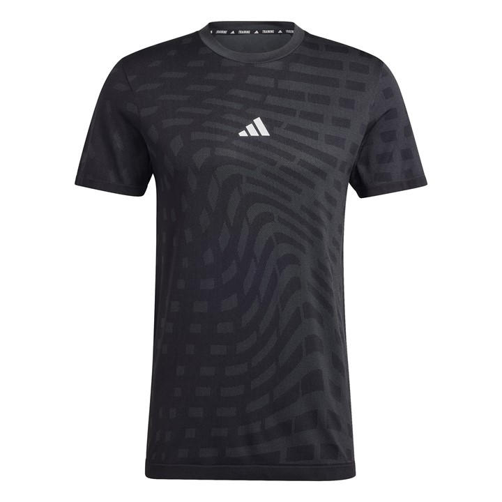 Adidas Men' Black Gym+ Seamless Short-Sleeve Performance Gym Top in Size S, Sports Direct